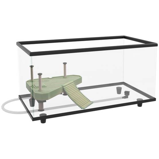 Aquarium pour tortues 50L, terrarium pour petites tortues avec plateforme et rampe, 60x30x32 cm, transparent - Image 2