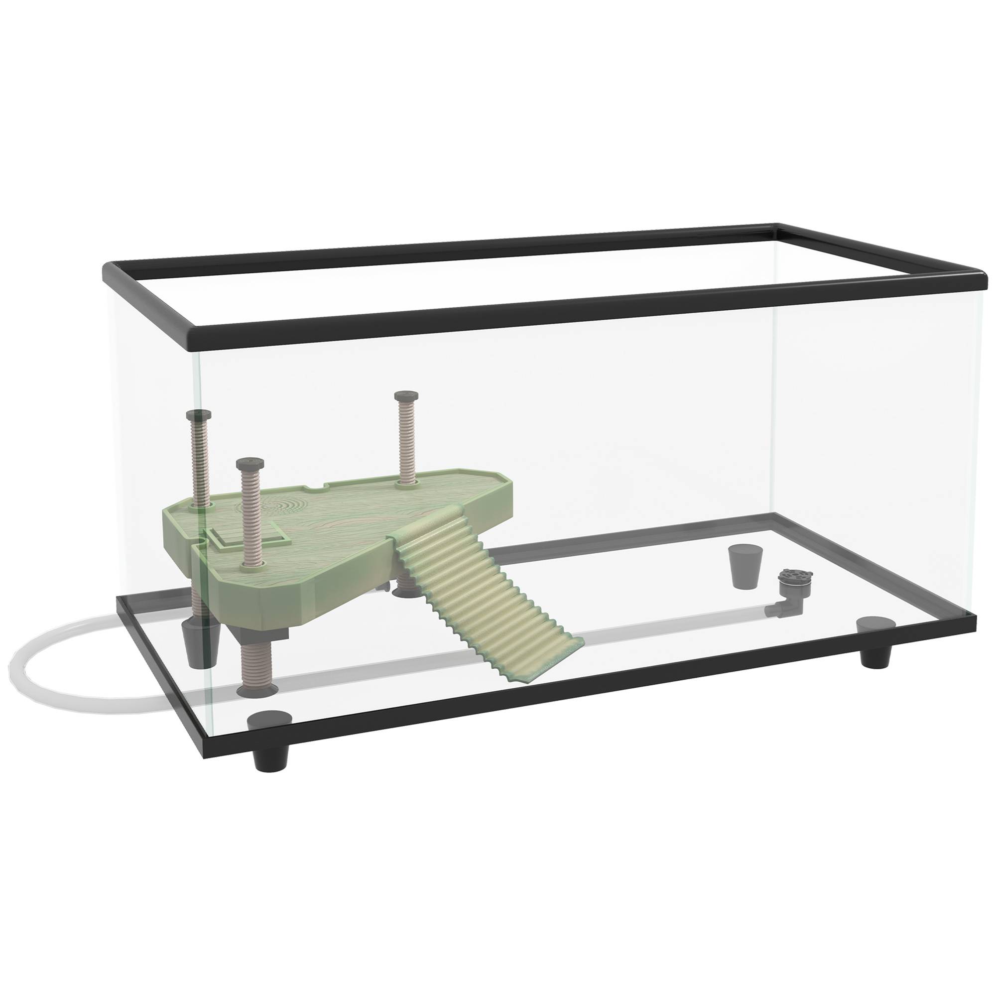 Aquarium pour tortues 50L, terrarium pour petites tortues avec plateforme et rampe, 60x30x32 cm, transparent - Image 2