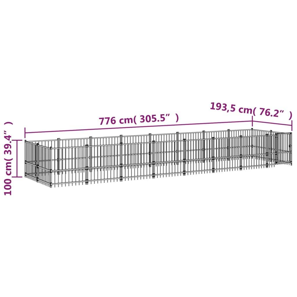 Vidaxl - Chenil d'extérieur pour chiens Acier 15,02 m² vidaXL 3124604 - Imagen 2