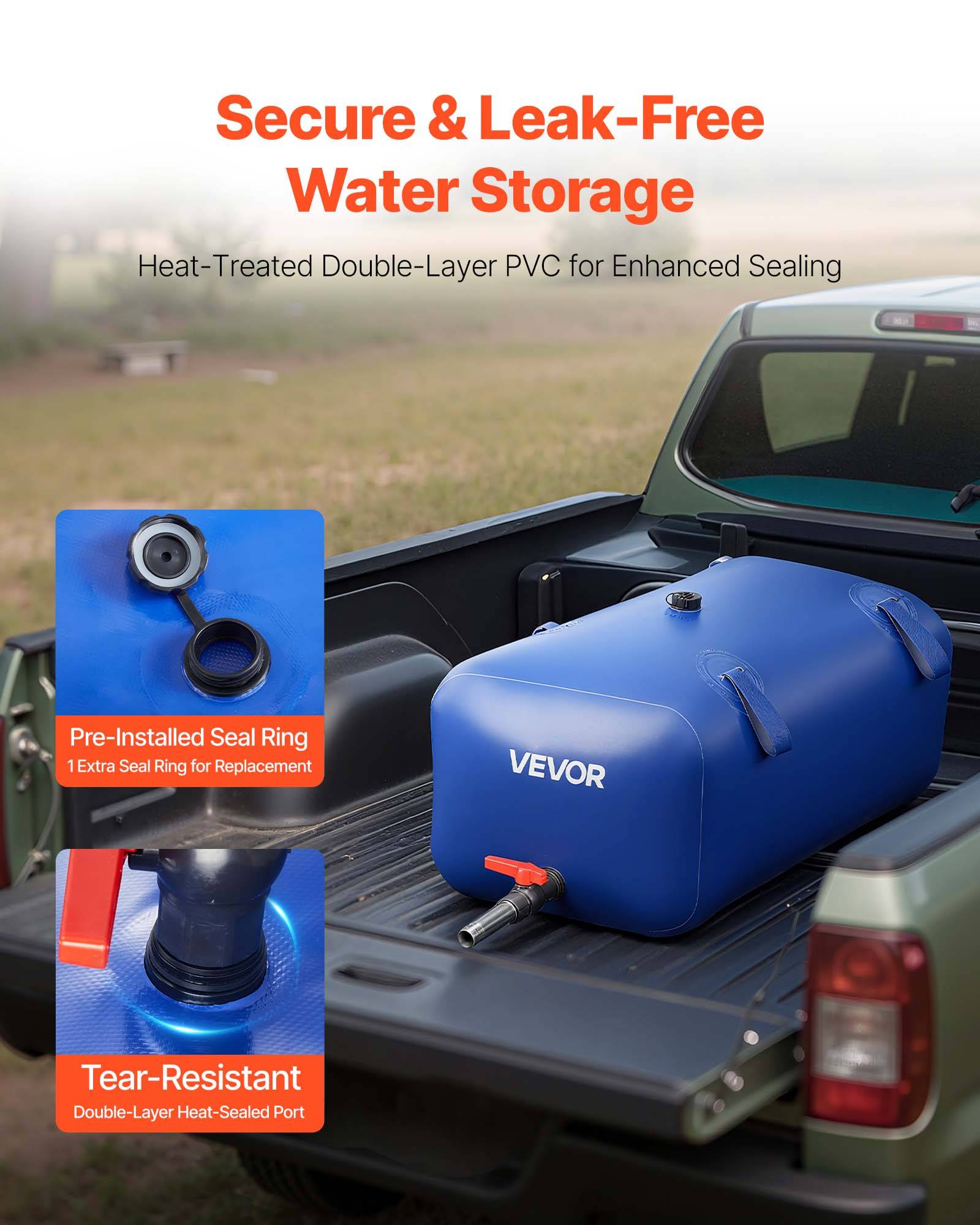 VEVOR Réservoir d'Eau Souple Vessie de Stockage Eau Pliable en PVC 113 L Bleu - Image 4