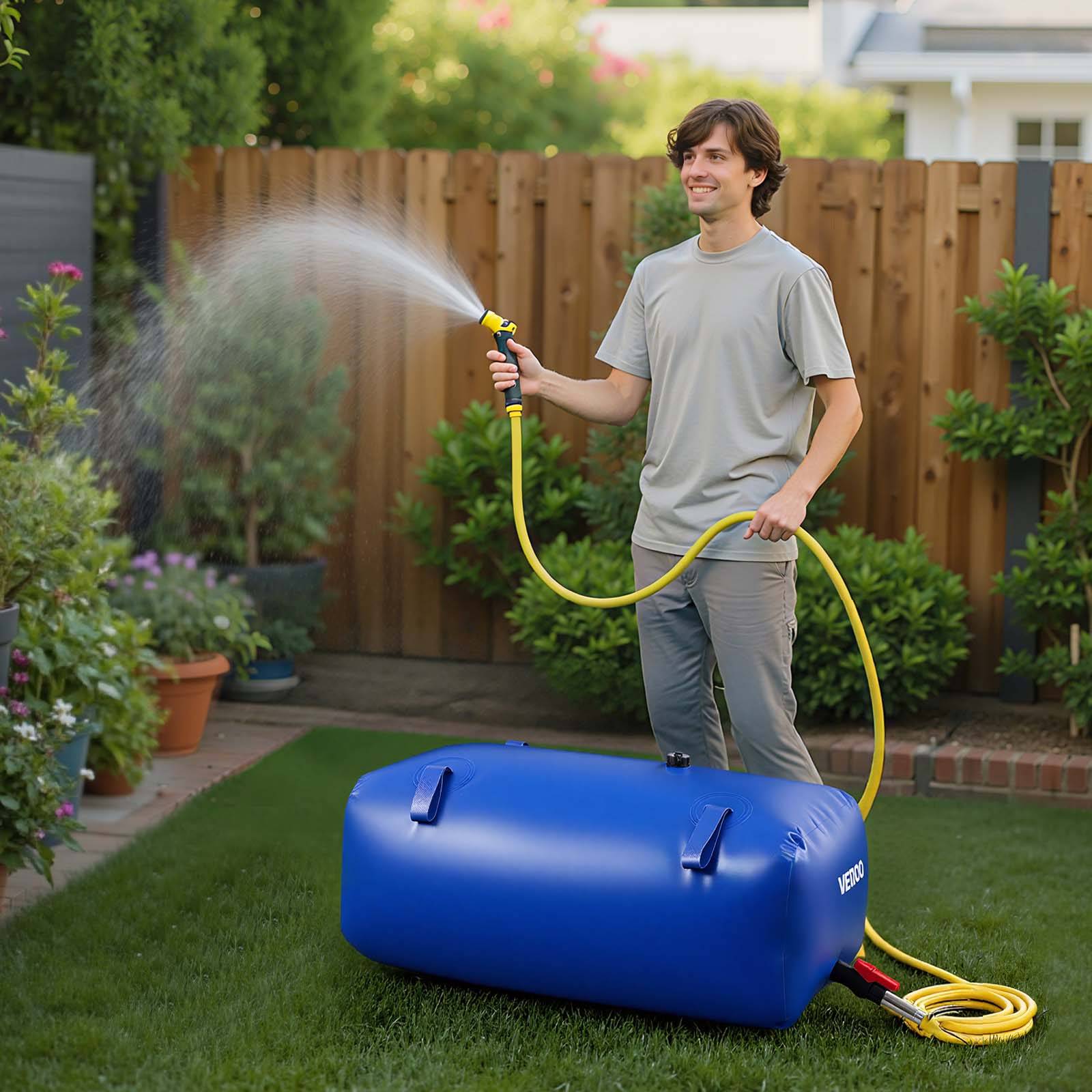 VEVOR Réservoir d'Eau Souple Vessie de Stockage Eau Pliable en PVC 113 L Bleu - Image 8