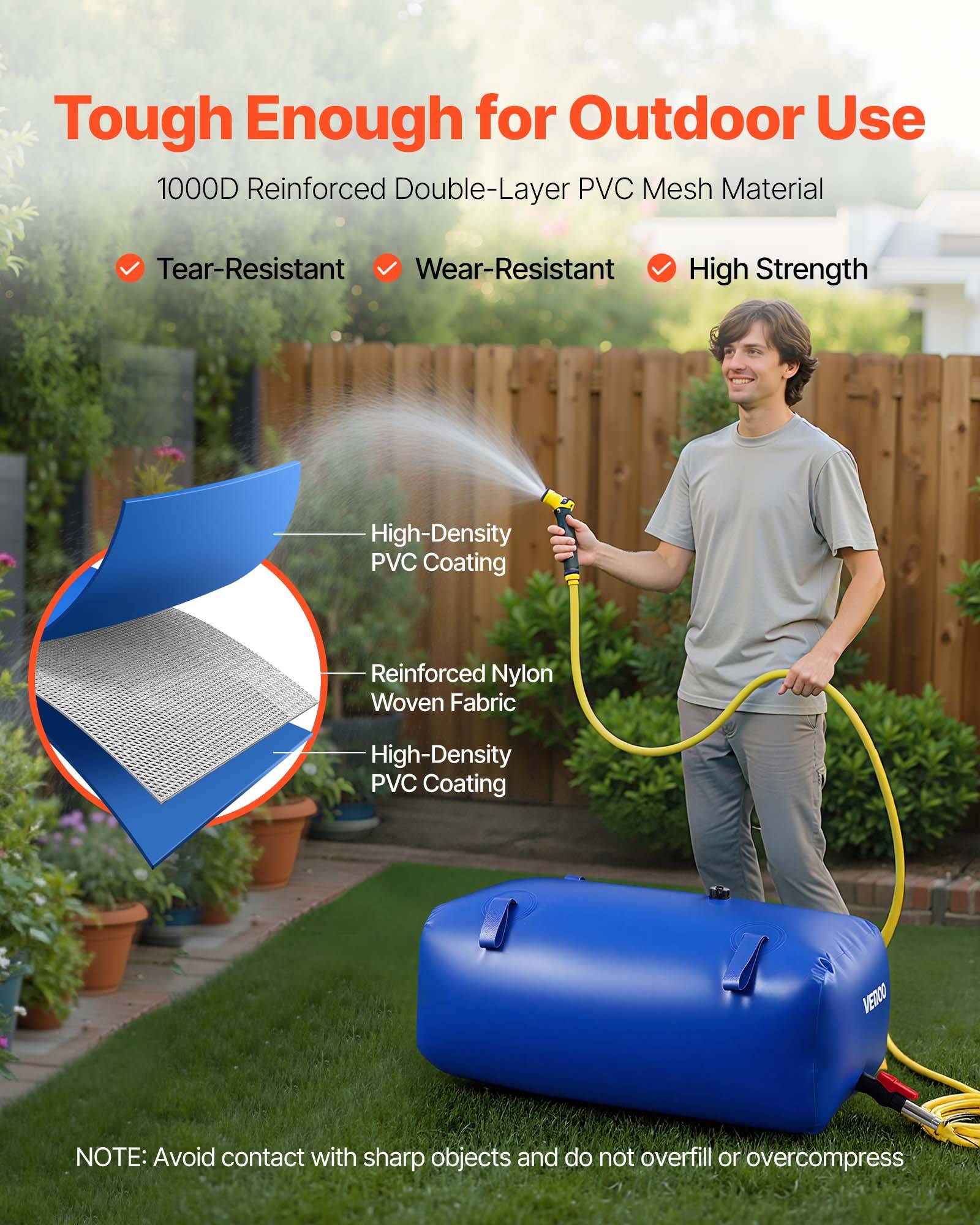 VEVOR Réservoir d'Eau Souple Vessie de Stockage Eau Pliable en PVC 113 L Bleu - Image 3