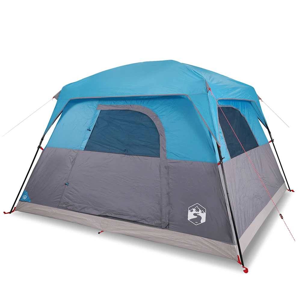 Tente Cabine 4 Places Polyester Anti-Pluie Abri Familial pour le Weekend Bleu – ComfortXL Outdoor Living - Imagen 2