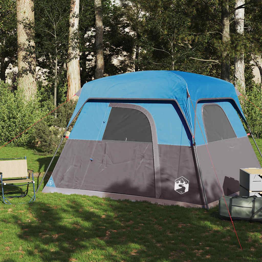 Tente Cabine 4 Places Polyester Anti-Pluie Abri Familial pour le Weekend Bleu – ComfortXL Outdoor Living - Imagen 3