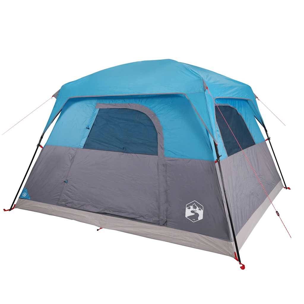 Tente Cabine 4 Places Polyester Anti-Pluie Abri Familial pour le Weekend Bleu – ComfortXL Outdoor Living - Imagen 4