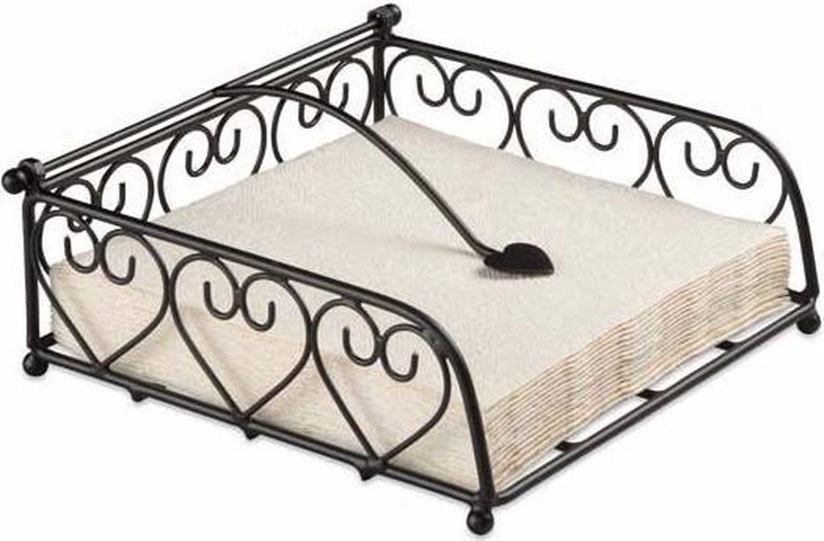 Porte-serviettes Design Cœur Noir métal 18 x 18 x 7 cm - AMBIENTE