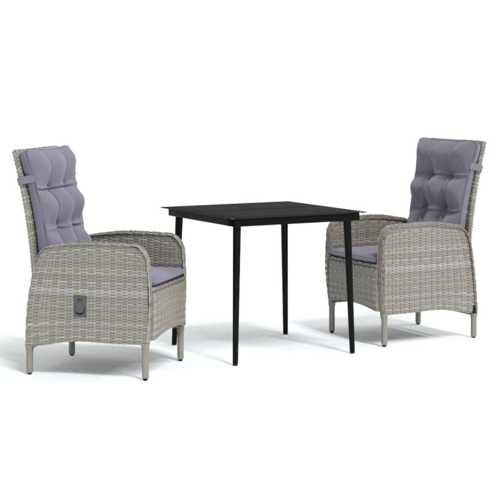 Salon de Jardin 2 Personnes Résine Tressée Grise, 2 Chaises Ergonomiques et Table de Repas Carrée 80cm – ComfortXL Outdoor Living - Image 2