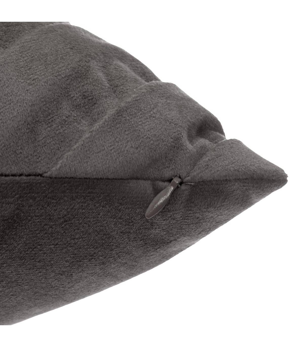 Atmosphera - Coussin déhoussable Velours tressé Gris foncé 40 x 40 cm - Imagen 3