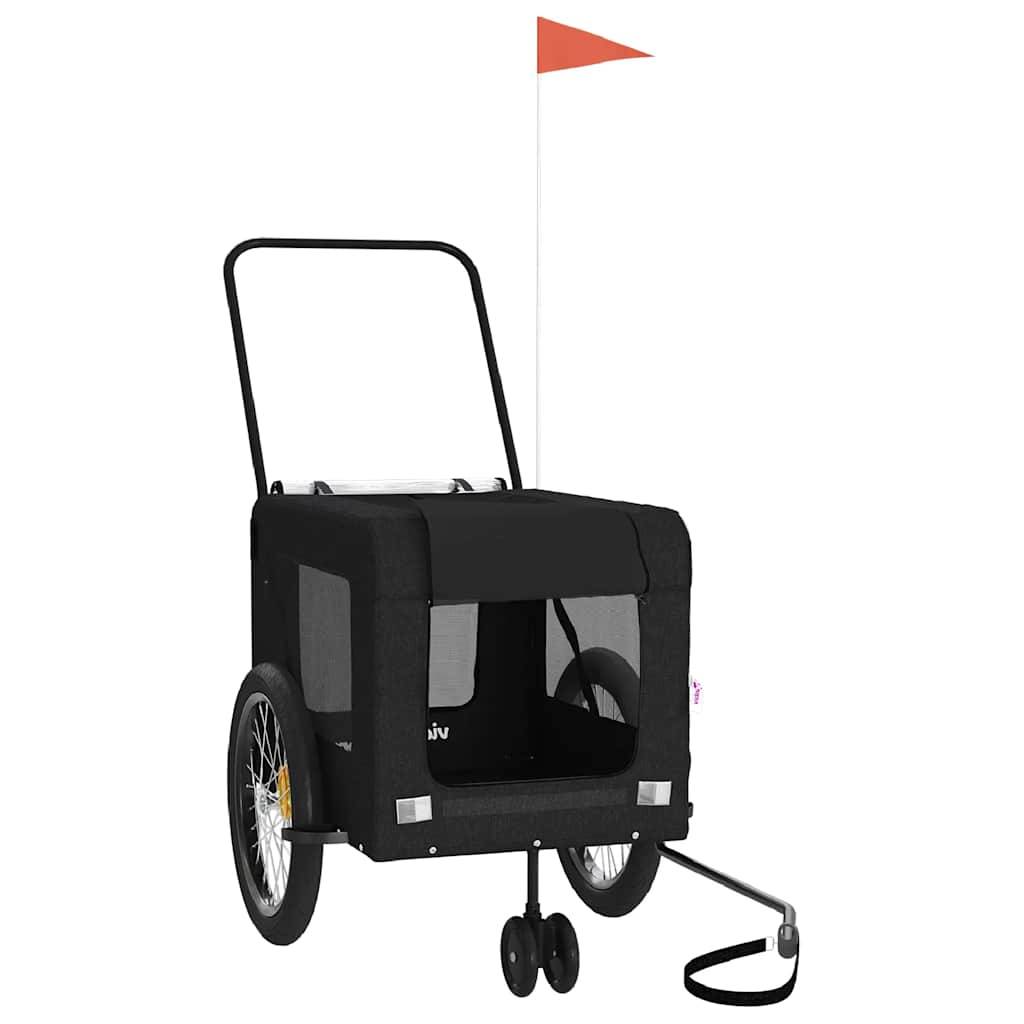 Remorque de vélo pour animaux fer et tissu Oxford noir 135 x 68.5 x 73.5 cm - PANGIVO - Image 2