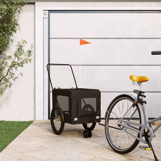 Remorque de vélo pour animaux fer et tissu Oxford noir 135 x 68.5 x 73.5 cm - PANGIVO - Image 1