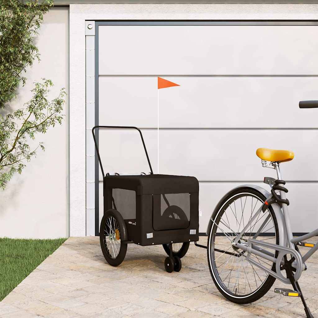 Remorque de vélo pour animaux fer et tissu Oxford noir 135 x 68.5 x 73.5 cm - PANGIVO - Image 1
