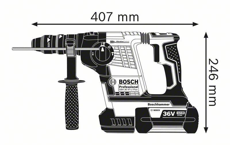 Bosch - Perforateur burineur GBH 36 VF-LI PLUS - BOSCH - 2 batteries 36V 6.0 Ah, chargeur, en coffret - 0691190700B - Image 2