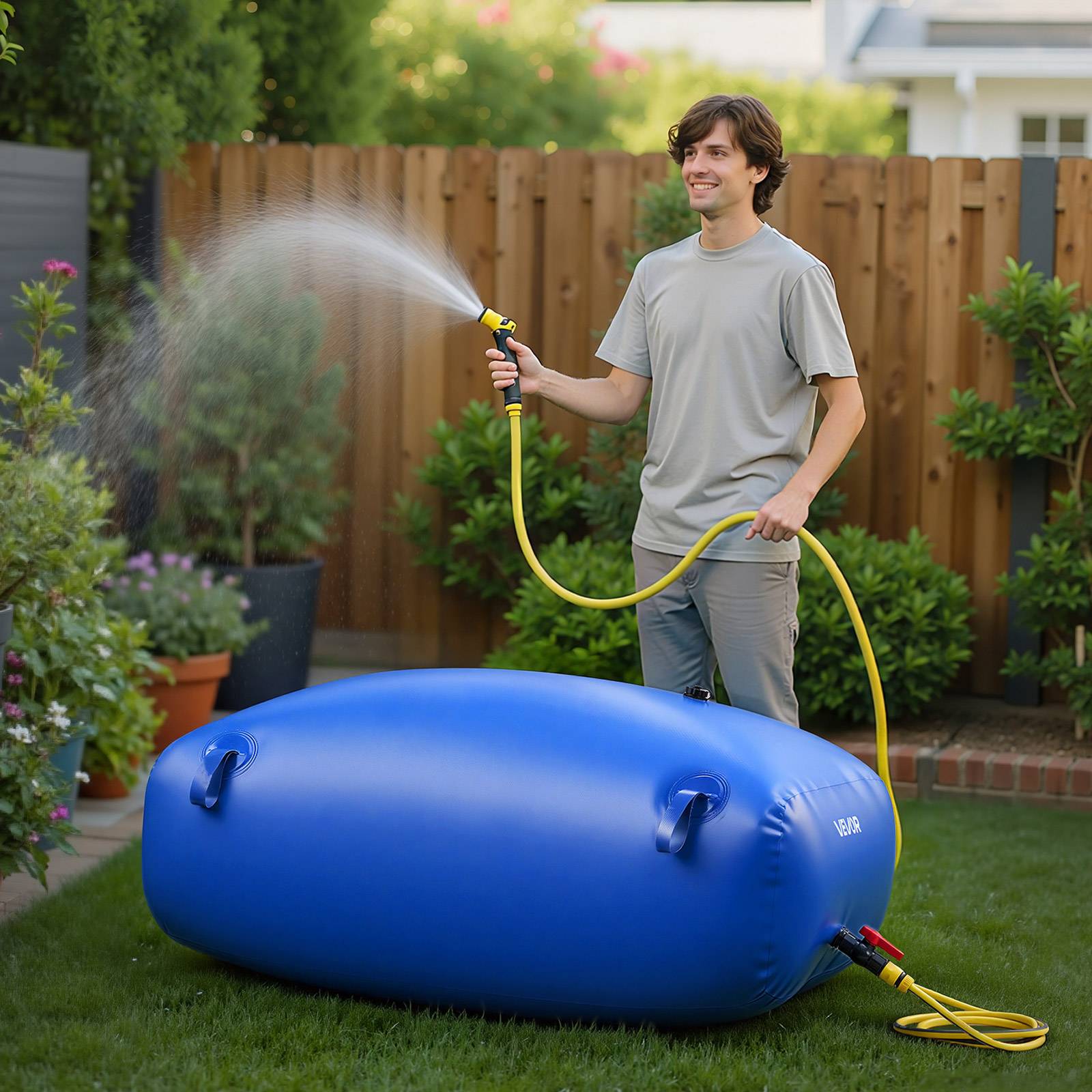 VEVOR Réservoir d'Eau Souple Vessie de Stockage Eau Pliable 330 L PVC 1000D Bleu - Image 8