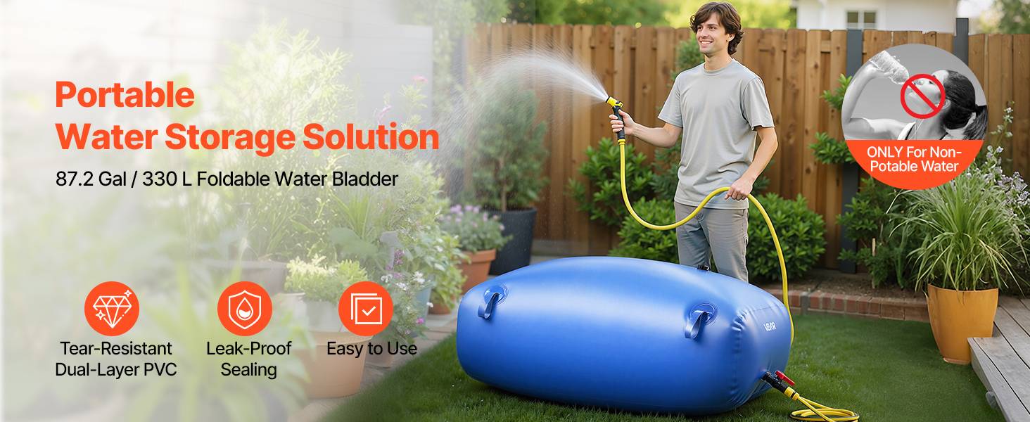 VEVOR Réservoir d'Eau Souple Vessie de Stockage Eau Pliable 330 L PVC 1000D Bleu - Image 9