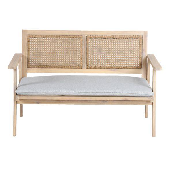 Beau Rivage - Salon de jardin MATA 4 places en bois d'acacia blanchi FSC coussins gris chiné Beau Rivage - Imagen 5