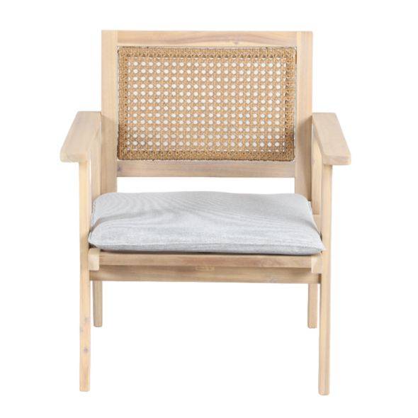 Beau Rivage - Salon de jardin MATA 4 places en bois d'acacia blanchi FSC coussins gris chiné Beau Rivage - Imagen 4