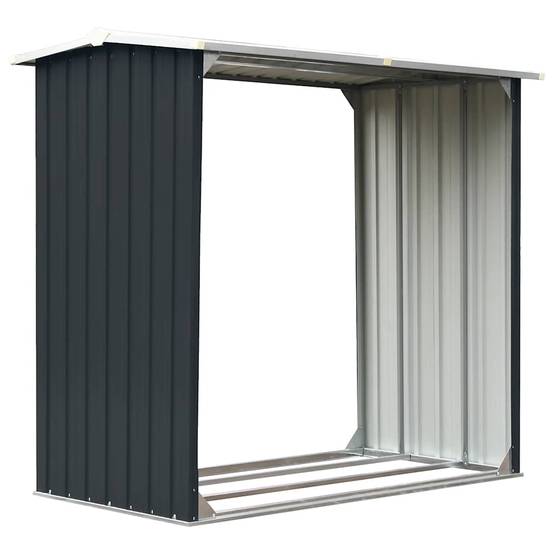 Abri à bûches Acier Galvanisé Design Moderne 172x91x154 cm Anthracite - ComfortXL Outdoor Living - Image 2