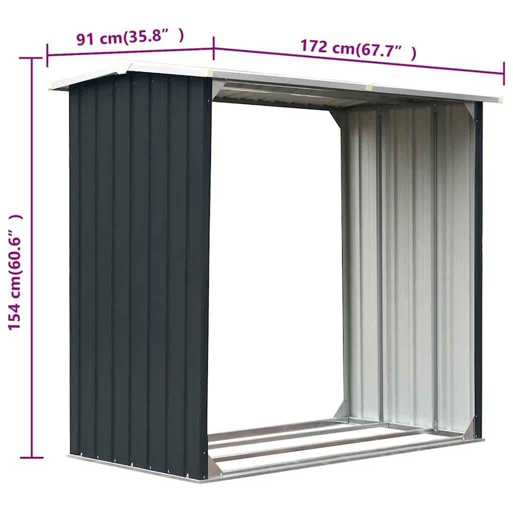 Abri à bûches Acier Galvanisé Design Moderne 172x91x154 cm Anthracite - ComfortXL Outdoor Living - Image 6
