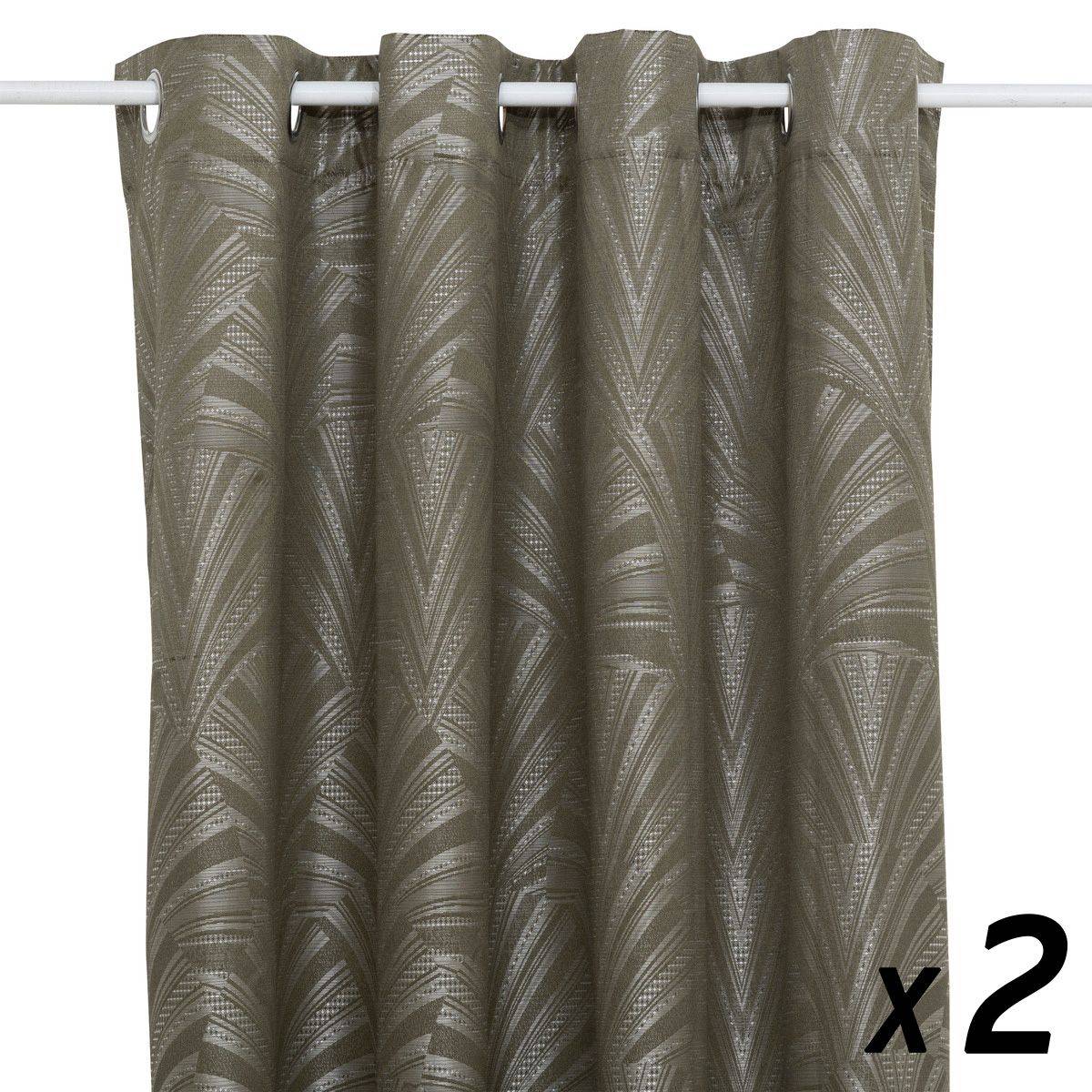Lot de 2 Rideaux à œillet Jacquard Vert Céladon motif tufté 135 x 260 cm - Gamm vert