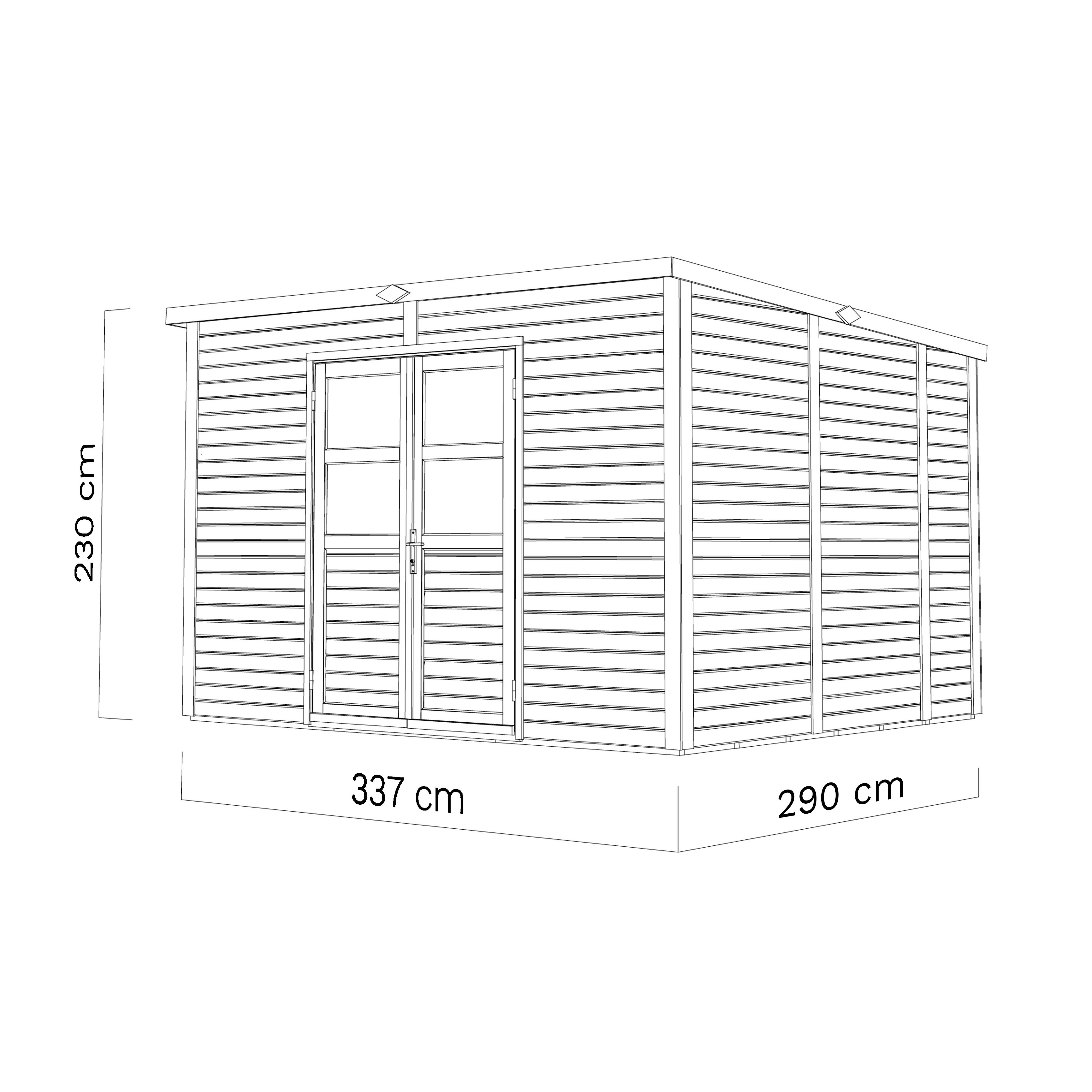 Abri de jardin bois Bertilo 19mm Baltrum 2 avec plancher 9,74m² NAT - Image 3