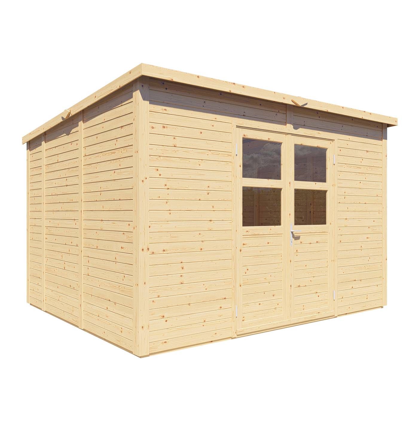 Abri de jardin bois Bertilo 19mm Baltrum 2 avec plancher 9,74m² NAT - Image 2