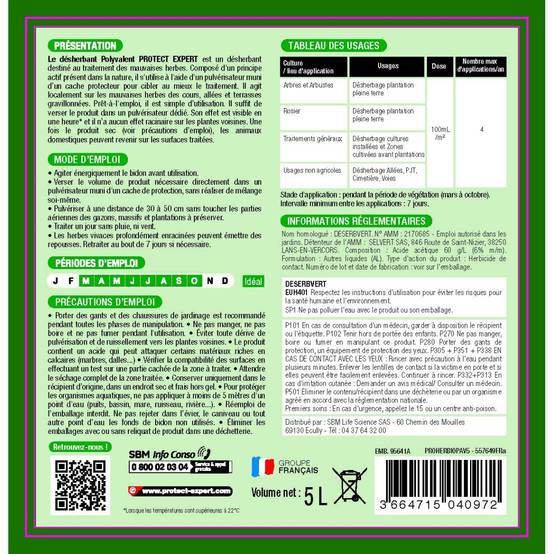 Protect Expert - PROTECT EXPERT - Désherbant Polyvalent Prêt-à-Verser 5L | Élimine Rapidement les Mauvaises Herbes | Format Économique - Image 2