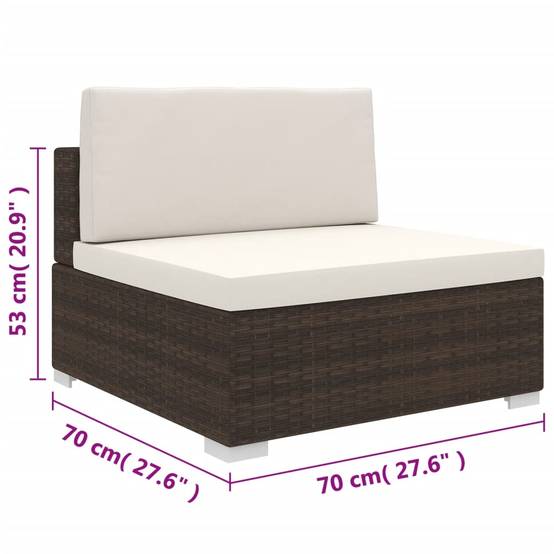 Siège central résine tressée marron 70 x 70 x 53 cm - PANGIVO - Image 5