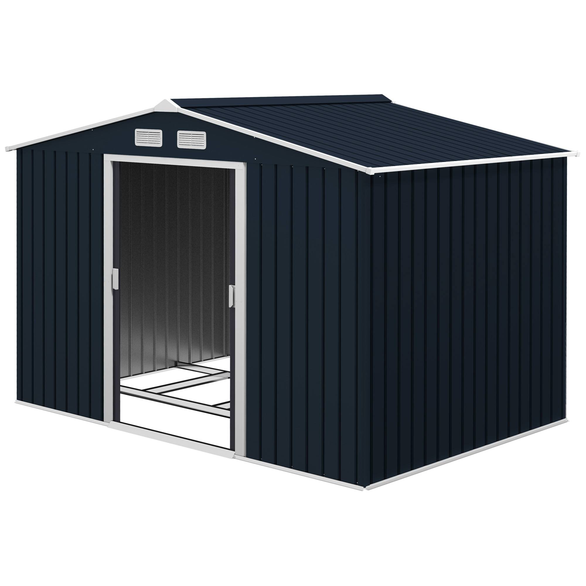 Abri de jardin avec portes coulissantes, 2,77 x 1,95 x 1,92 cm, métal, gris anthracite - Image 2