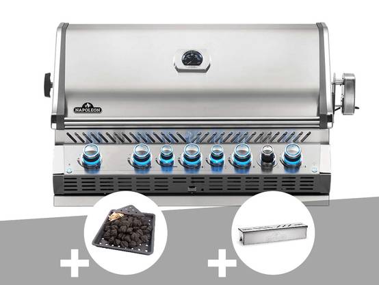Napoleon - Barbecue gaz encastrable Prestige Pro 665 inox 5 brûleurs + Plateau charbon + Boîtier de fumage - Napoléon - Image 1