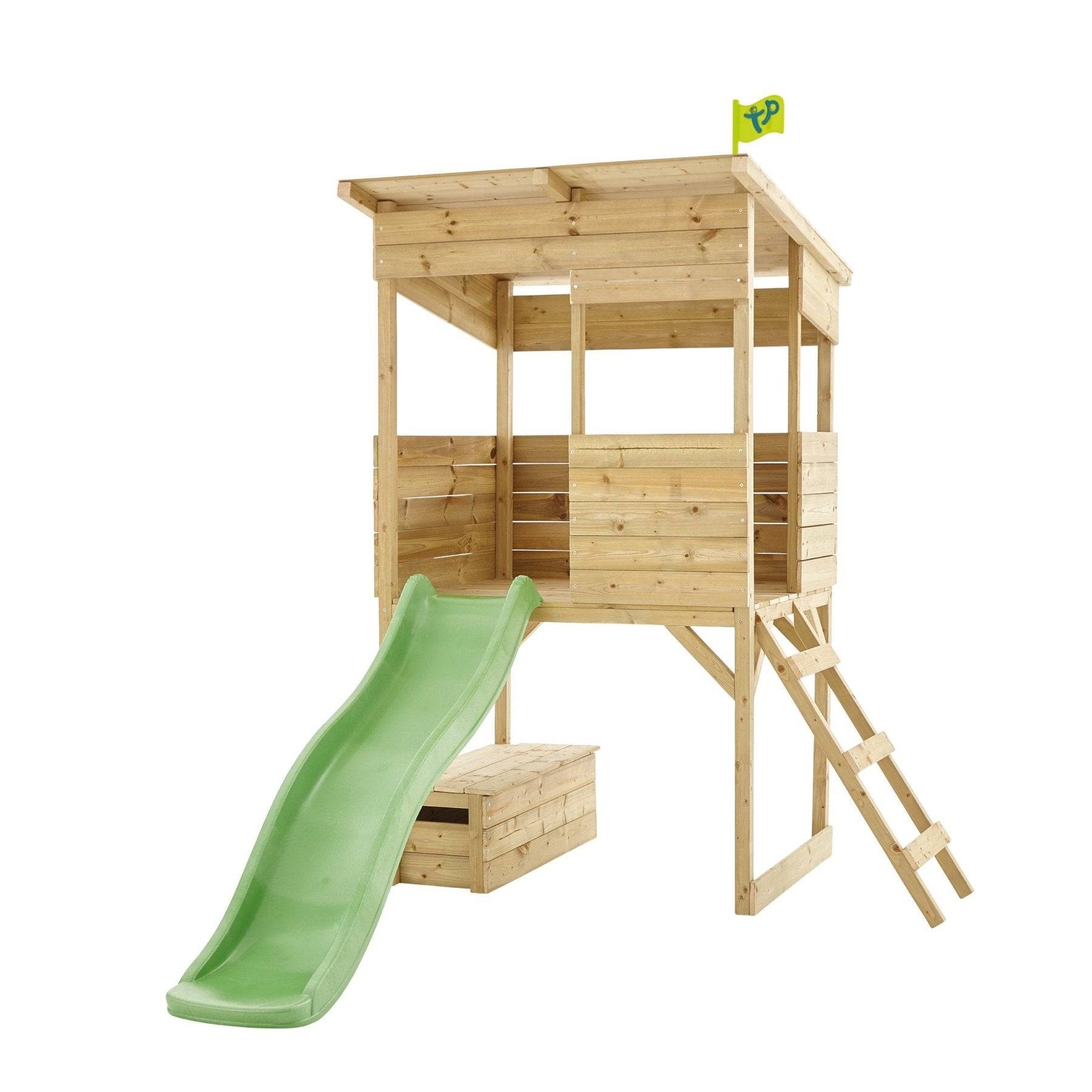 Cabane sur pilotis en bois FSC® avec toboggan vert pomme CIMES - Image 2