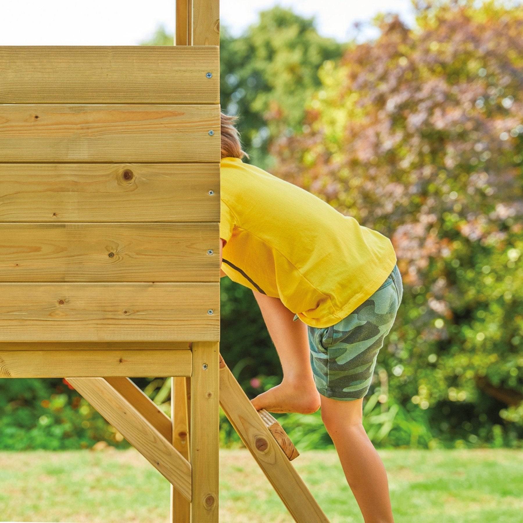 Cabane sur pilotis en bois FSC® avec toboggan vert pomme CIMES - Image 4
