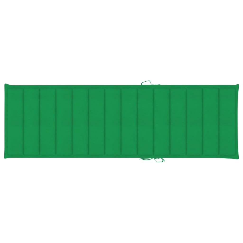 Helloshop26 - Transat chaise longue bain de soleil lit de jardin terrasse meuble d'extérieur avec coussin vert bois de pin imprégné - Imagen 6