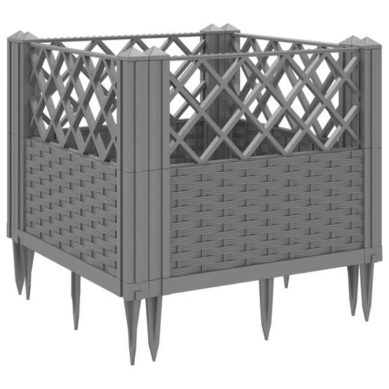 Jardinière avec Piquets PP Gris Clair 43.5 x 43.5 x 43.5 cm - PANGIVO - Image 6
