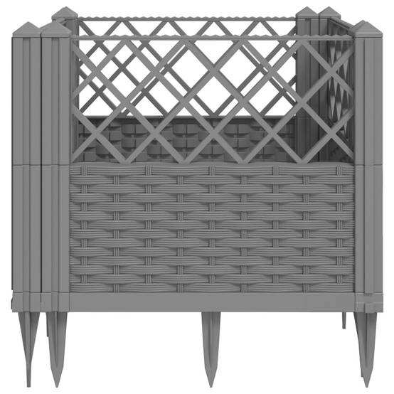 Jardinière avec Piquets PP Gris Clair 43.5 x 43.5 x 43.5 cm - PANGIVO - Image 5