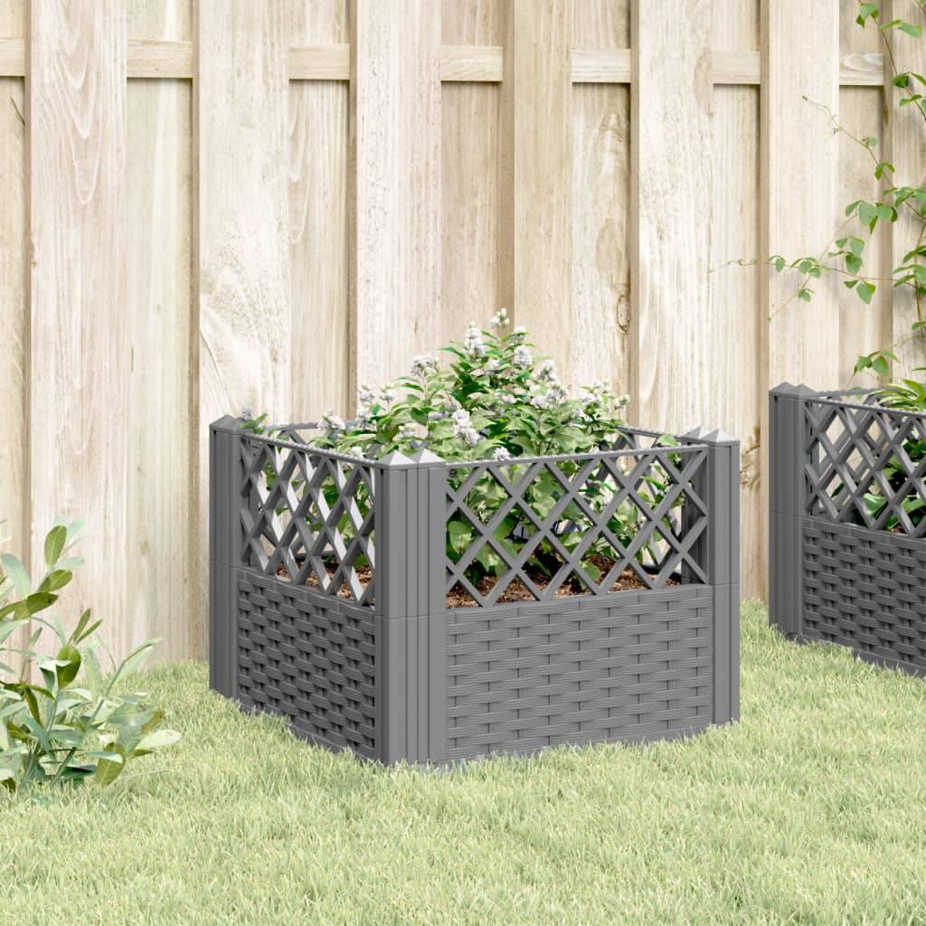 Jardinière avec Piquets PP Gris Clair 43.5 x 43.5 x 43.5 cm - PANGIVO - Image 3
