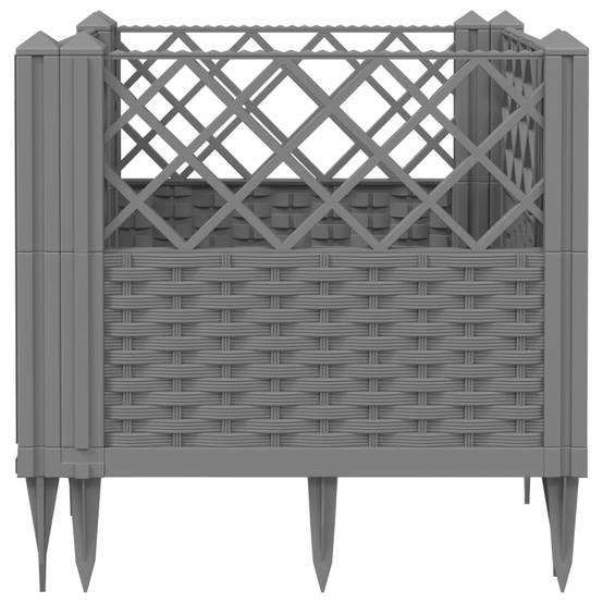 Jardinière avec Piquets PP Gris Clair 43.5 x 43.5 x 43.5 cm - PANGIVO - Image 4