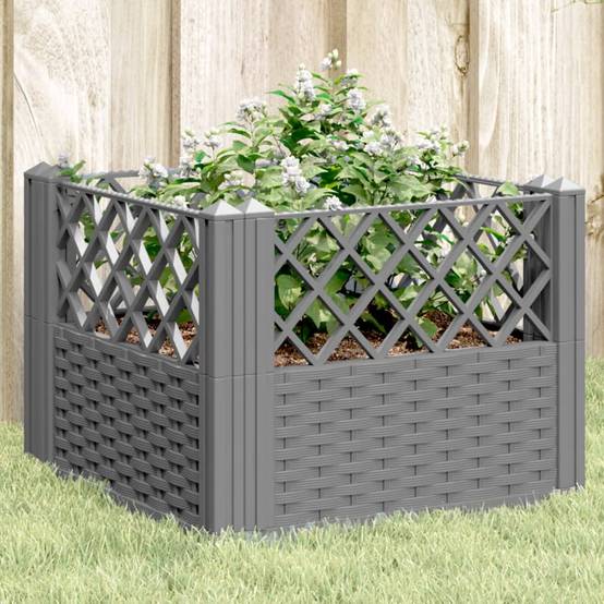 Jardinière avec Piquets PP Gris Clair 43.5 x 43.5 x 43.5 cm - PANGIVO - Image 1