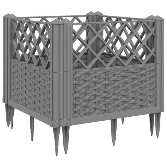 Jardinière avec Piquets PP Gris Clair 43.5 x 43.5 x 43.5 cm - PANGIVO - Image 2
