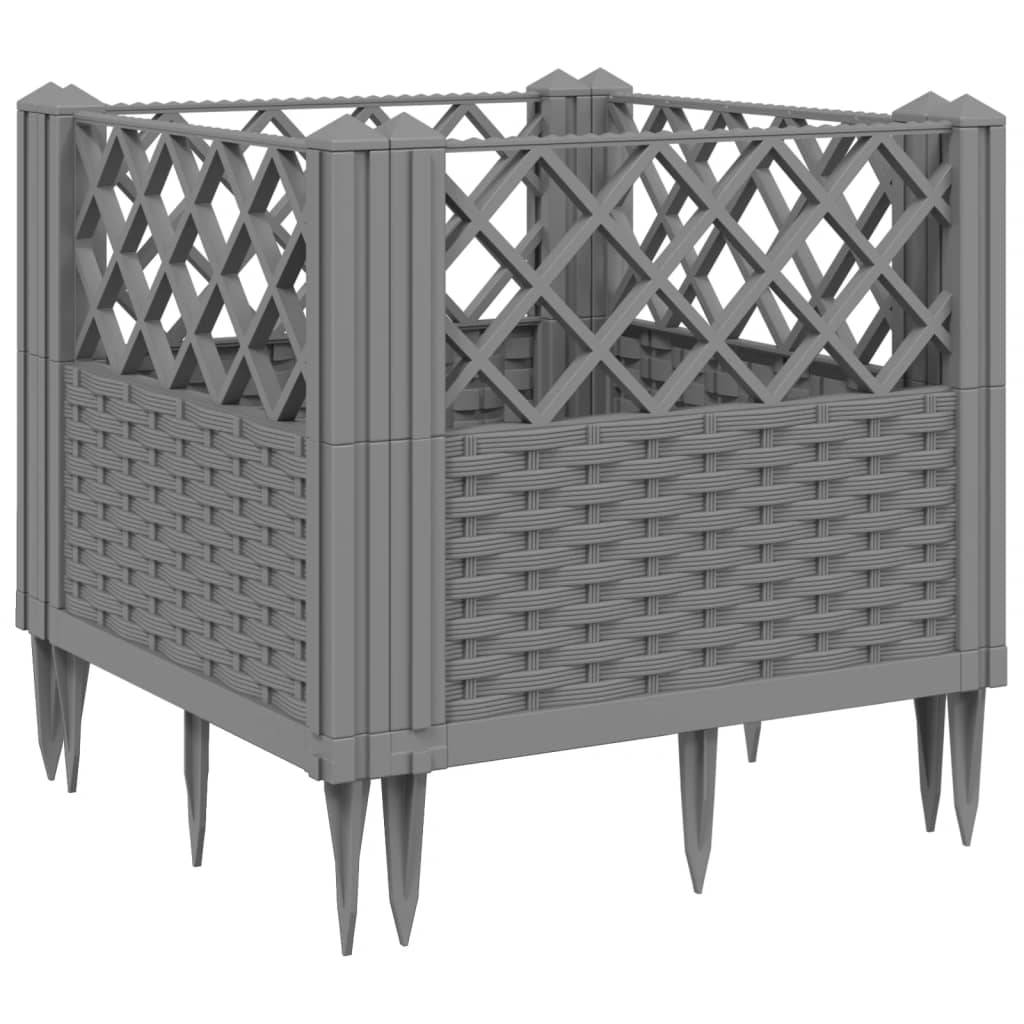 Jardinière avec Piquets PP Gris Clair 43.5 x 43.5 x 43.5 cm - PANGIVO - Image 2