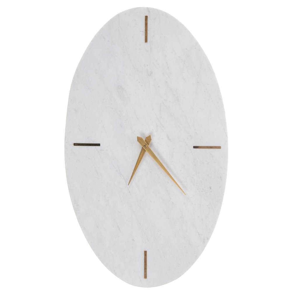 Amadeus - Horloge ovale Marbre blanc 52 cm - Image 1