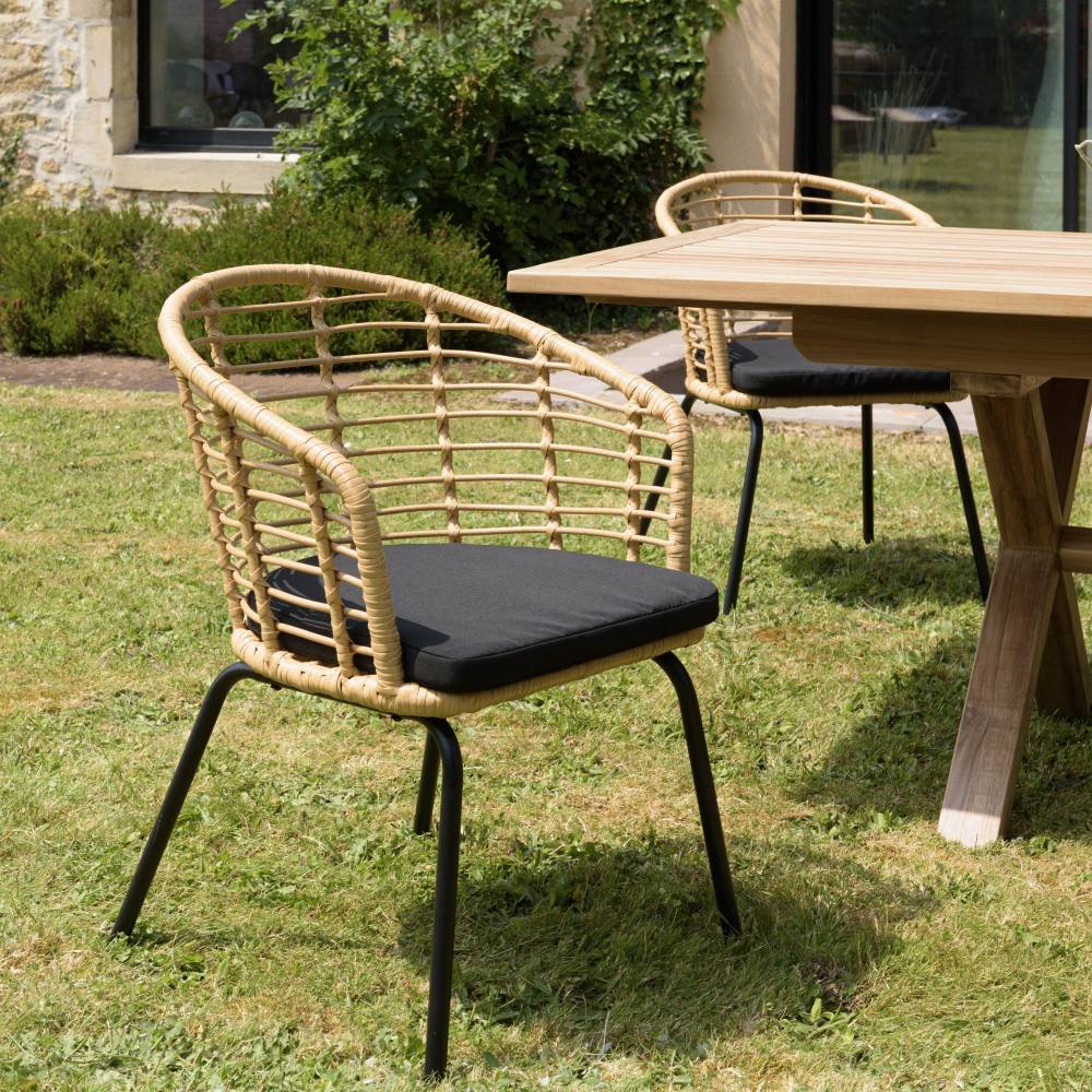 MALO - Lot de 2 fauteuils en rotin synthétique couleur naturelle - Image 2