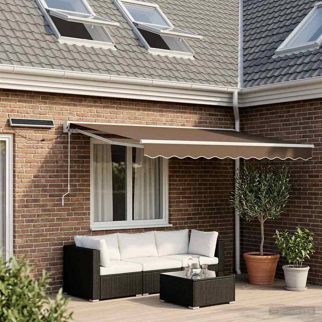 PANGIVO - Auvent rétractable électrique aluminium polyester taupe 350 x 250 cm - PANGIVO - Image 1