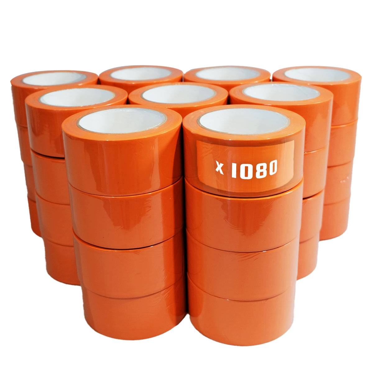 Lot de 1080 Rubans adhésifs PVC orange bâtiment 50 mm x 33 m - Rouleau adhésif de chantier orange TECPLAST - Imagen 1
