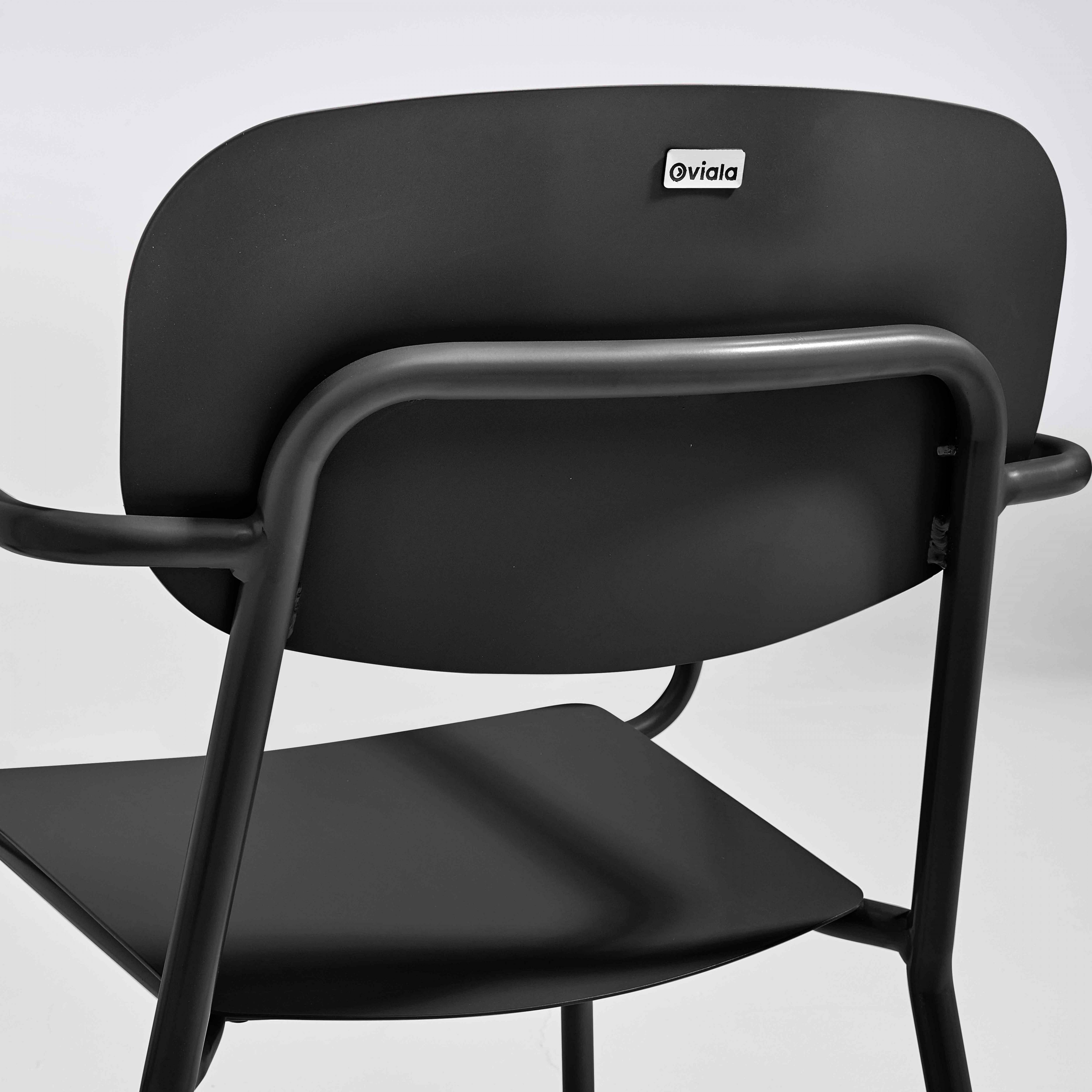 Oviala - Fauteuil de jardin en aluminium noir Liverpool - Oviala - Imagen 4