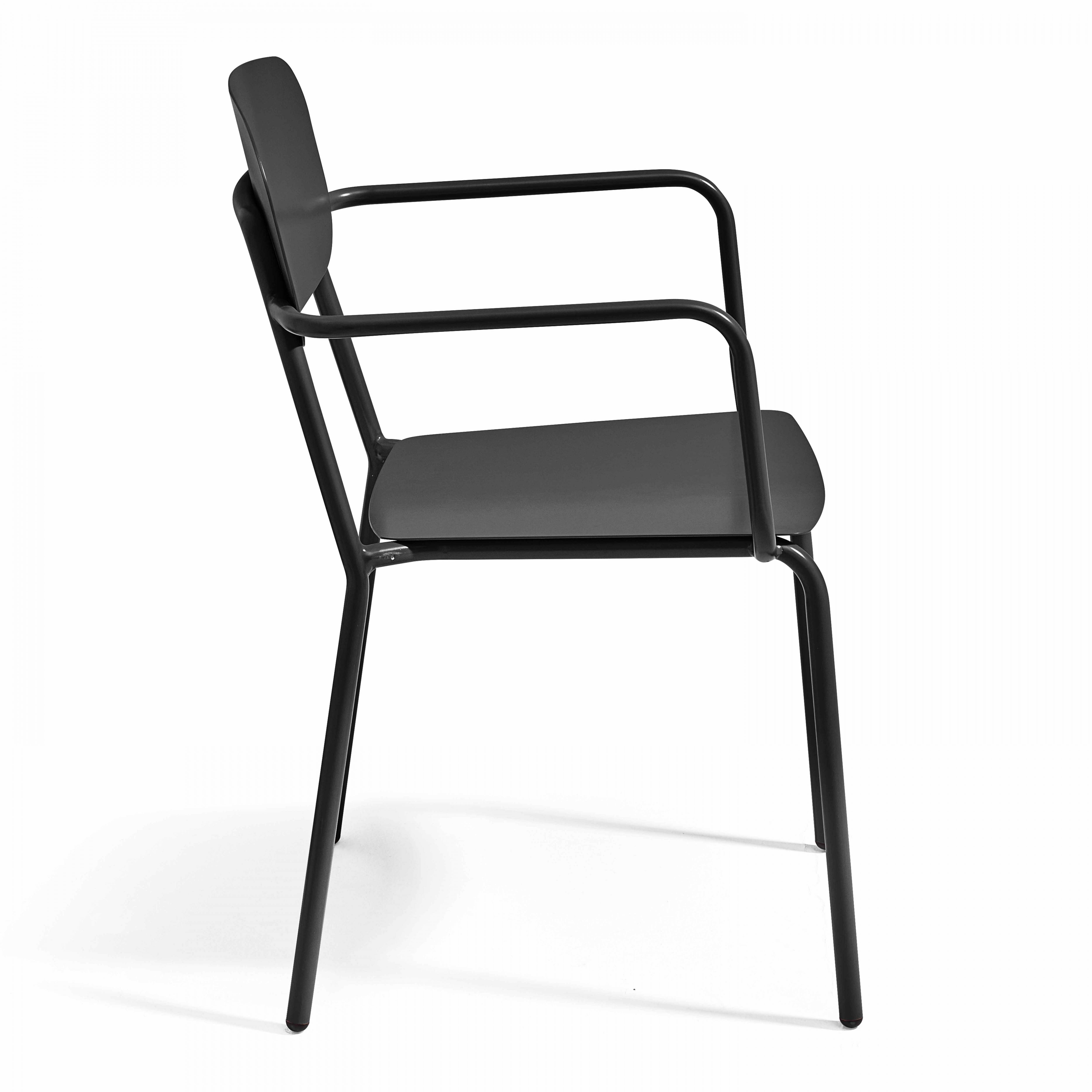 Oviala - Fauteuil de jardin en aluminium noir Liverpool - Oviala - Imagen 3