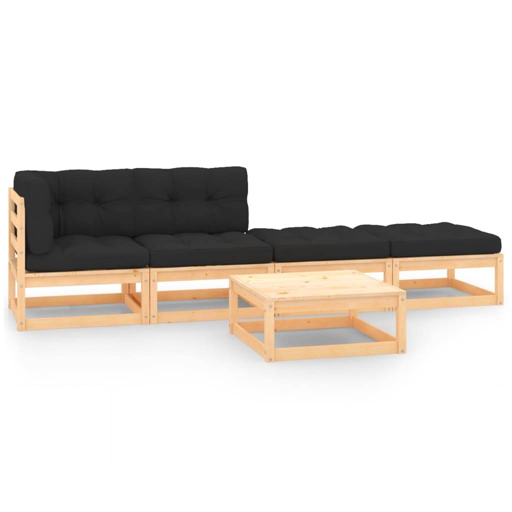 Helloshop26 - Salon de jardin meuble d'extérieur ensemble de mobilier 5 pièces avec coussins bois de pin massif - Imagen 1