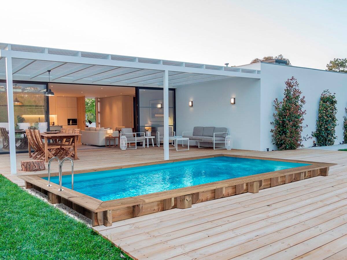 Piscine Bois Rectangle "tobago"- 6.20 X 3.00 X 1.31 M +  Pompe à Chaleur - Puissance 6.1 Kw -habitat Et Jardin - Imagen 3