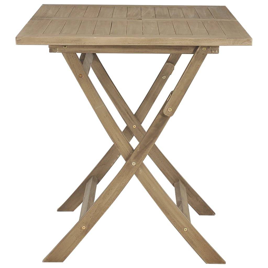 Table de jardin pliante bois de teck solide gris 120 x 70 x 75 cm - PANGIVO - Image 4