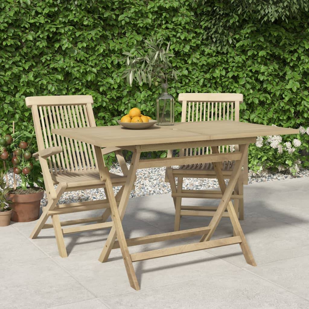 Table de jardin pliante bois de teck solide gris 120 x 70 x 75 cm - PANGIVO - Image 1