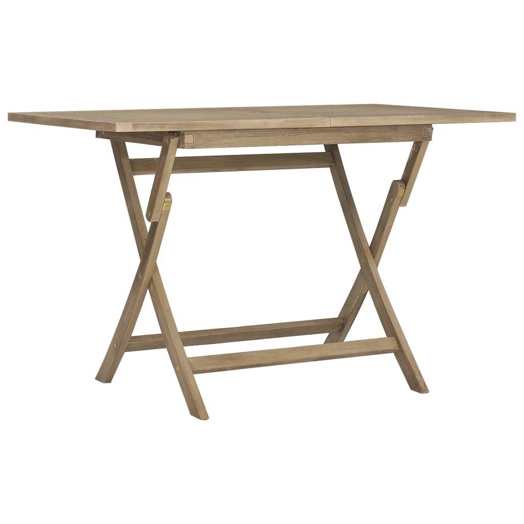 Table de jardin pliante bois de teck solide gris 120 x 70 x 75 cm - PANGIVO - Image 2